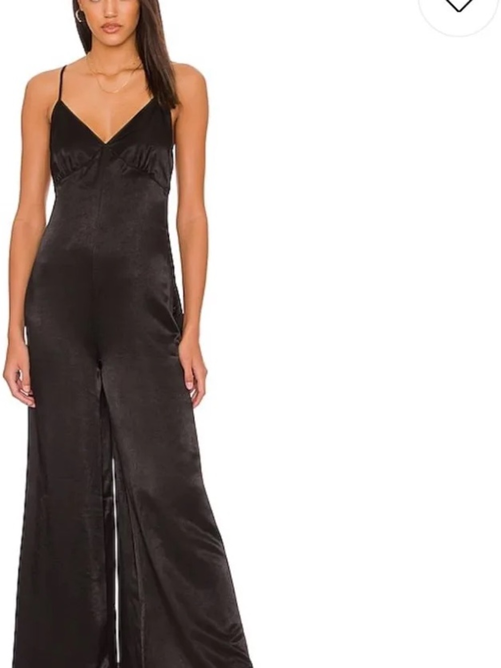 WeWoreWhat Black Satin Wide-Leg Jumpsuit
